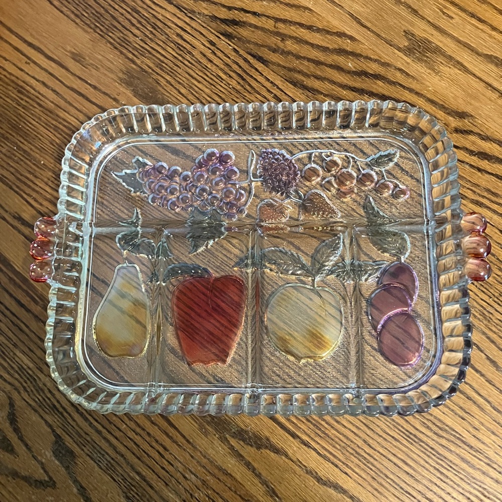 Vintage Glass Fruit Design Serving Tray